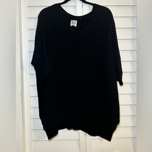Planet By Lauren G Knit Sweater One Size Black EUC Made in Peru - Picture 2 of 9